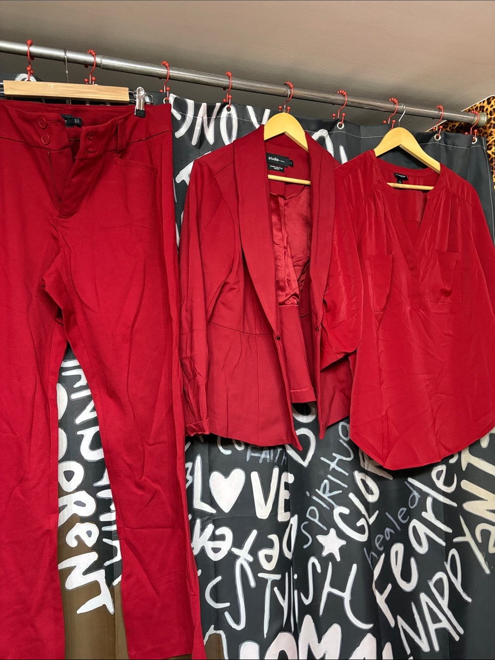 torrid Red Three-Piece Tailored Pantsuit Set